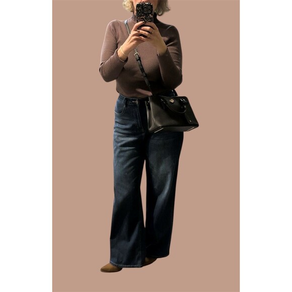 Tory Burch Tote Black Leather Robinson Micro Double-Zip Cross Body + Dust Bag - Picture 6 of 14